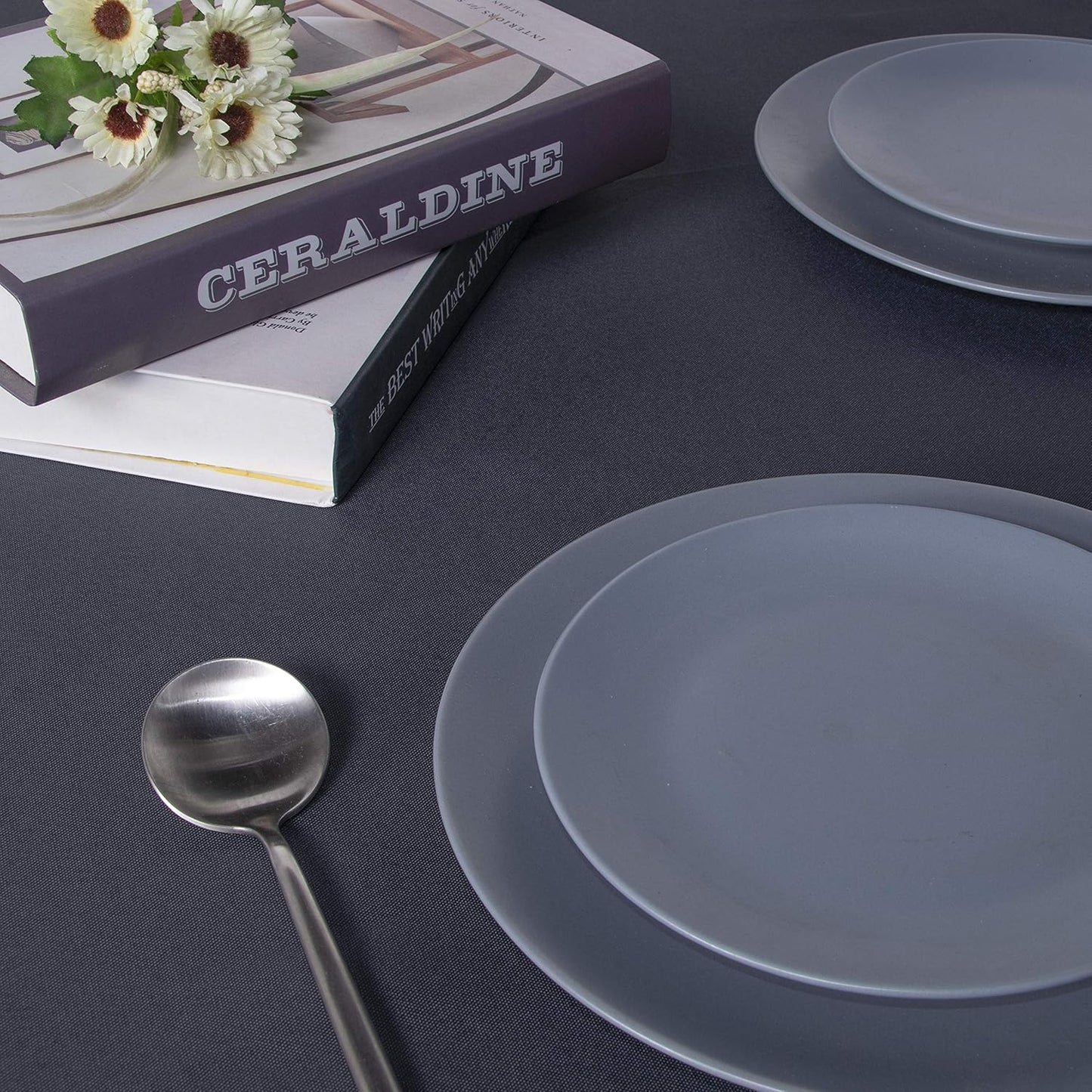 sancua Square Tablecloth - 60 x 60 Inch - Water Resistant Spill Proof Washable Polyester Table Cloth, Decorative Fabric Table Cover for Dining Tables, Buffet Parties and Camping, Grey