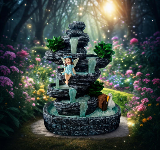 Fairy Garden Houses Fairies Pond Landscape Solar Statues, Whimsical Accessories Yard Decor Outdoor Art Sculpture for Lawn Patio Porch Backyard, Gardening Birthday Gift for Women Kids