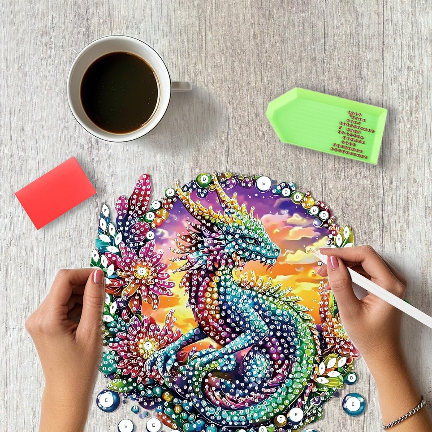 SENQAO Dragon Diamond Art Hanging Kit for Adult, Special Shaped Rhinestone, Double Sided DIY Acrylic Diamond Art Painting Window Pendants Home Garden Wall Hanging Kits Hanging Ornament