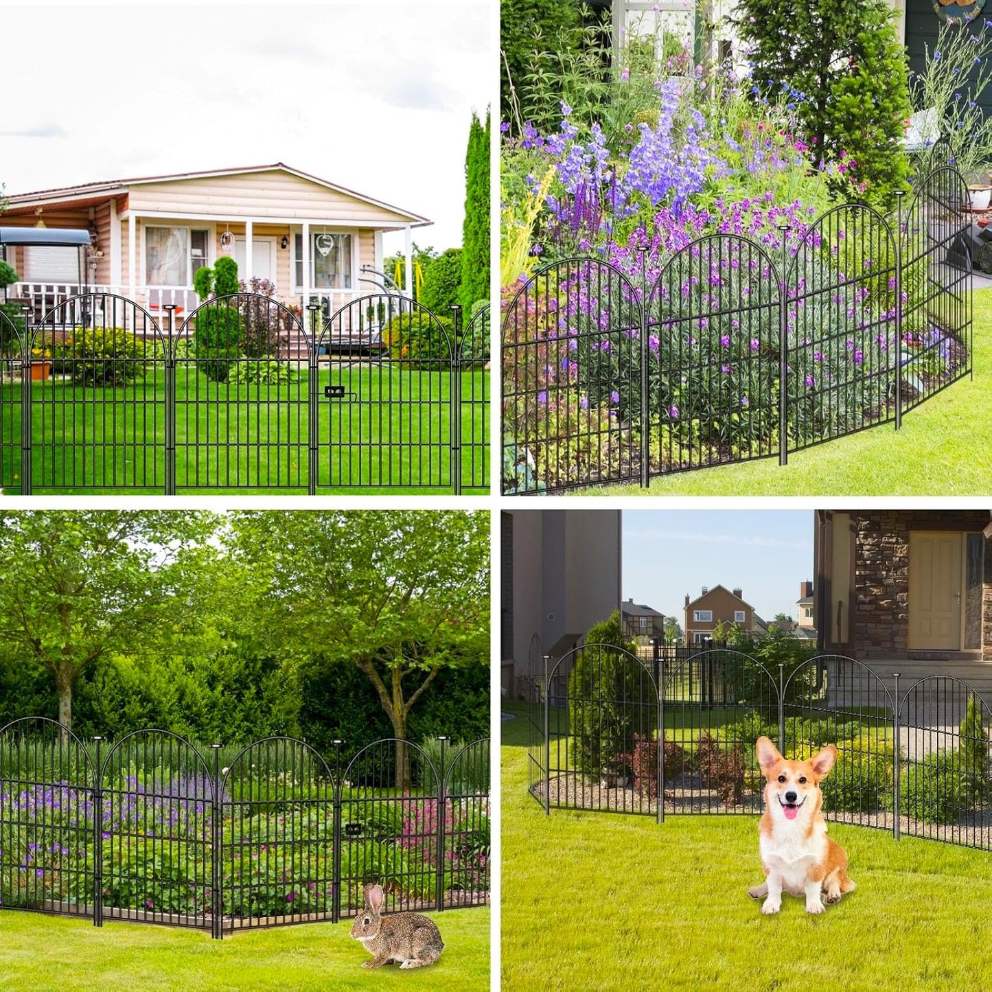 Tall Garden Fence with Gate, 40 in(H) x 45 Ft(L) Dog Fence Outdoor for Yard, 20 Panels Rustproof Metal Wire Animal Barrier Fences, Temporary Fencing for Dogs Rabbits, Arched