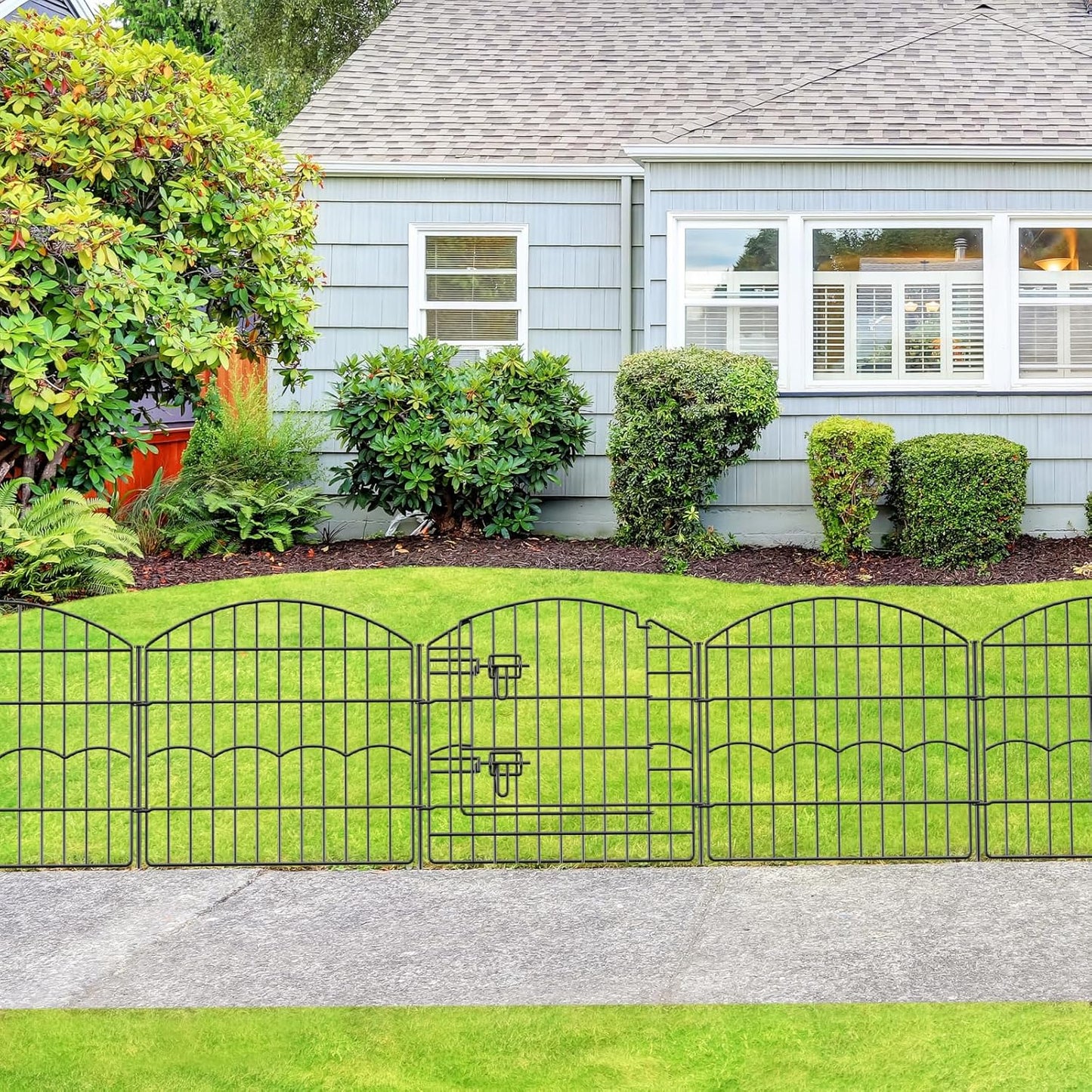 Decorative Garden Fence 12 Panels 24ft (L)×24in (H) Metal Garden Fences with 11 Panels + 1 Gate, No Dig Animal Barrier Fencing Rustproof Wire Border Temporary Dog Fence for Patio Outdoor Yard Lawn