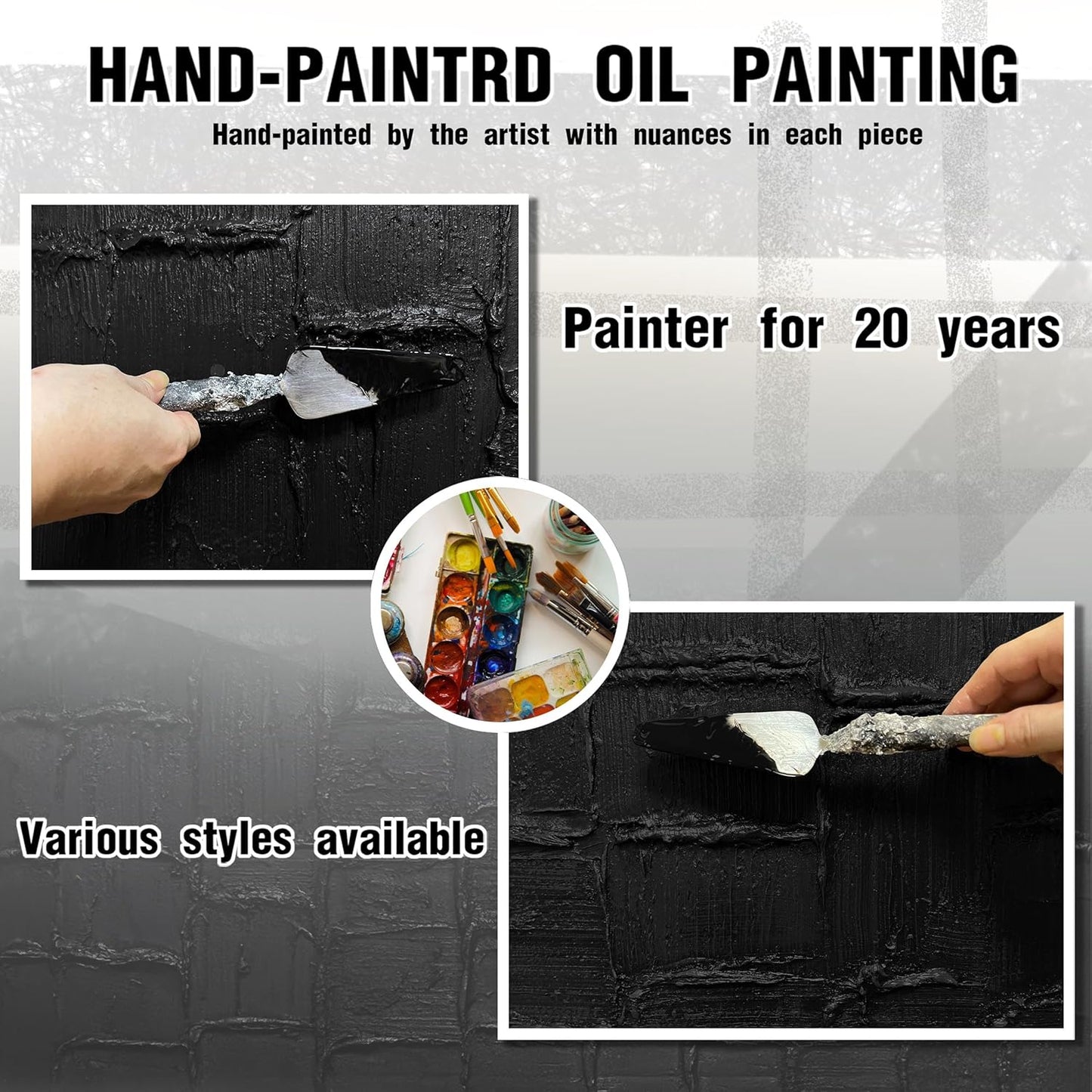 Modern Living Room Wall Decor Abstract Canvas Wall Art for Bedroom Black Wall Paintings for Living Room Size 24 x 47 Inch