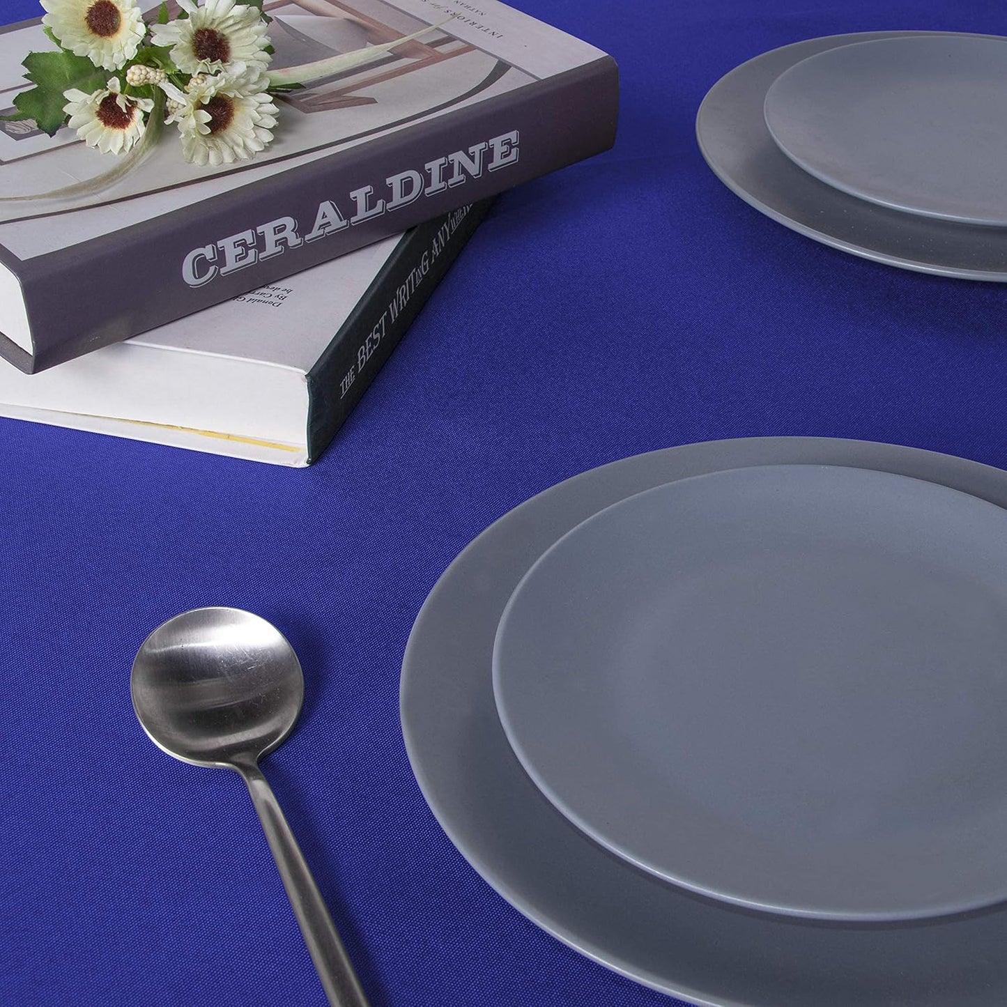 sancua Rectangle Tablecloth - 60 x 84 Inch - Stain and Wrinkle Resistant Washable Polyester Table Cloth, Decorative Fabric Table Cover for Dining Tables, Buffet Parties and Camping, Blue