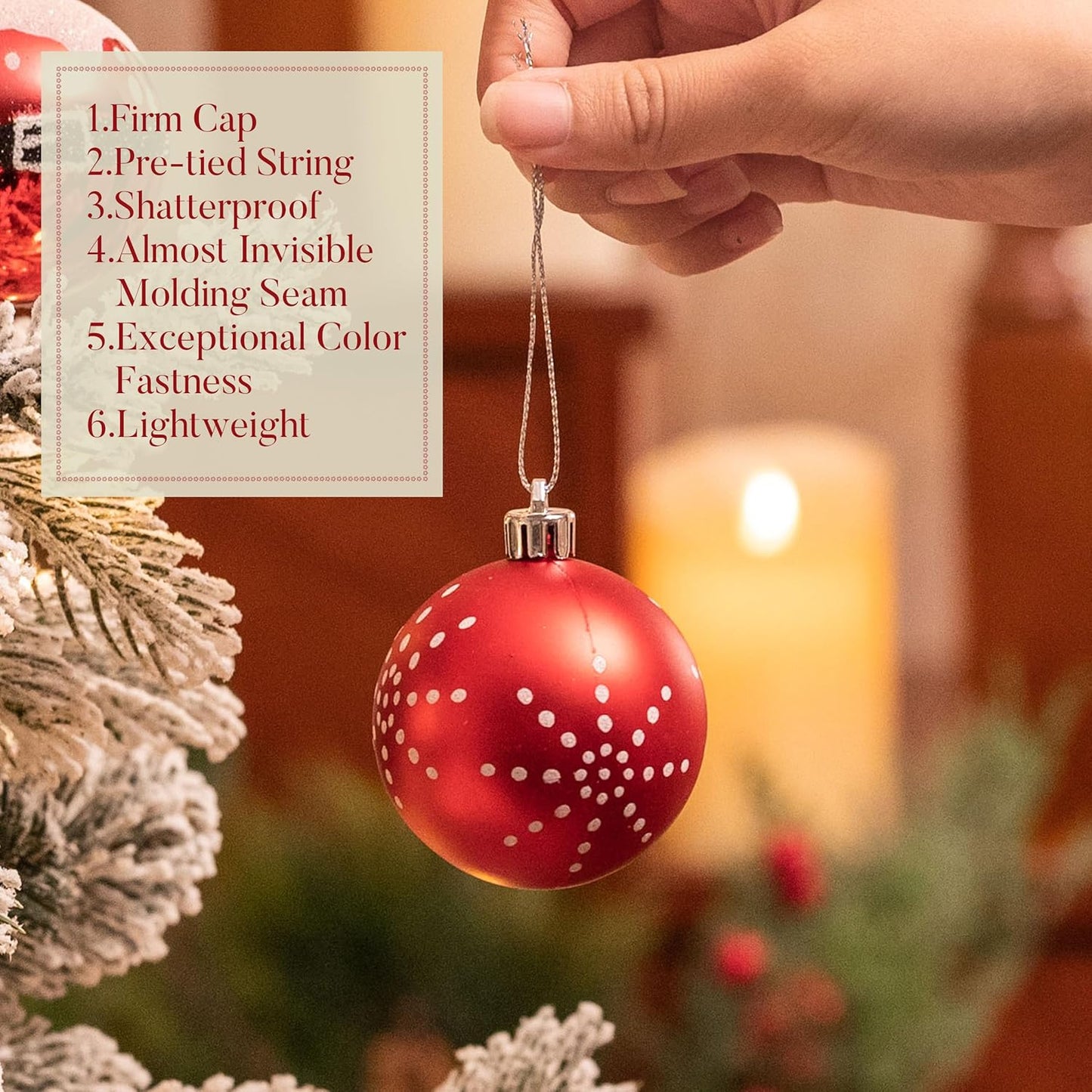 Valery Madelyn Christmas Ornaments Set, 70ct Red and White Shatterproof Christmas Tree Decorations Ball Ornaments Bulk, Traditional Decorative Hanging Ornaments for Xmas Trees Holiday Party Decor