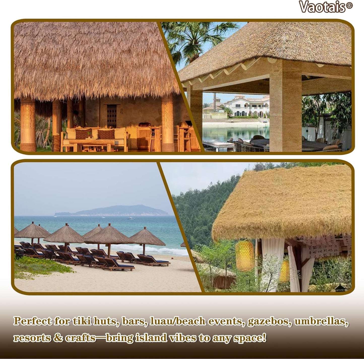 Realistic Synthetic Thatch Roll Sun-Bleached Yellow - 18 & 30 Inch Widths - Reinforced Weave for Mexican Palapa, Tiki Bars, Hawaiian Parties & Patio Decor (30 Inch Width x 20 Feet Length)
