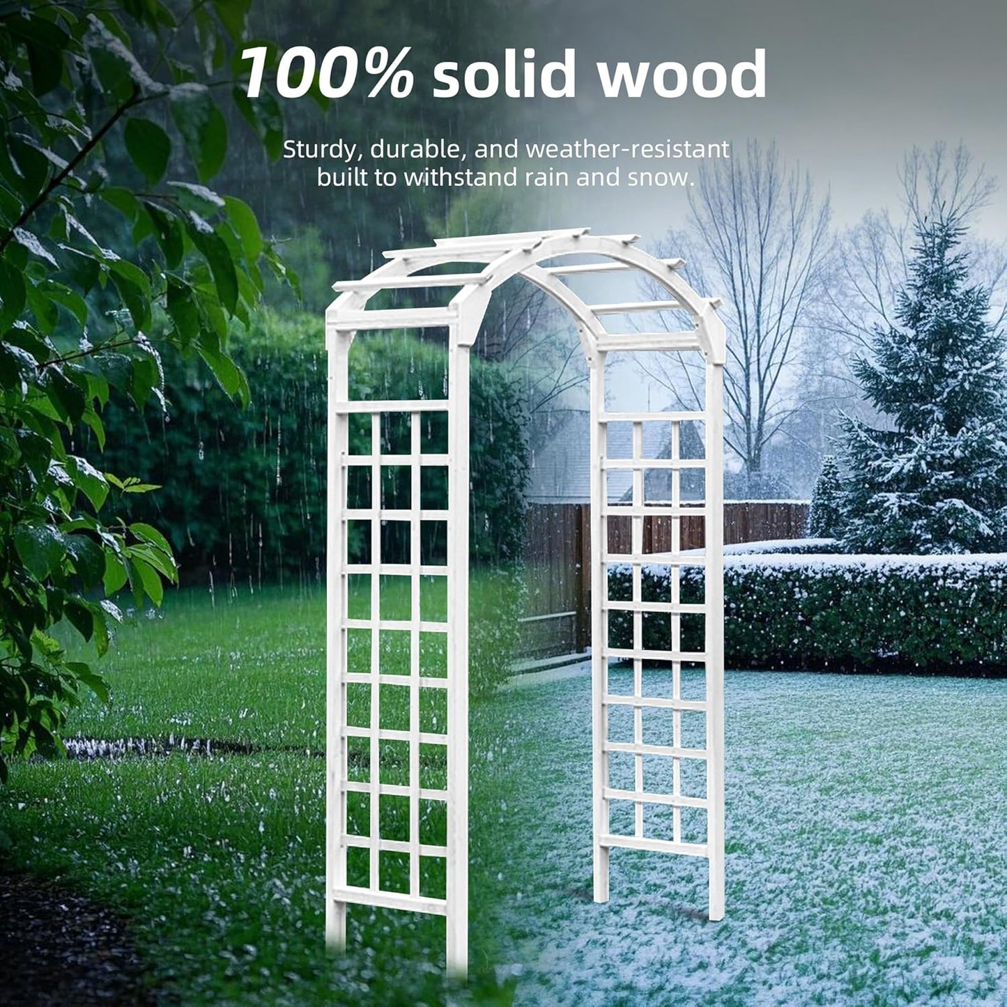 Solid Fir Wooden Garden Arch Premium Outdoor Trellis for Climbing Plants, 84.5”H×49.37”W×23.5’’D, Also can be Used for Wedding and Party Decoration