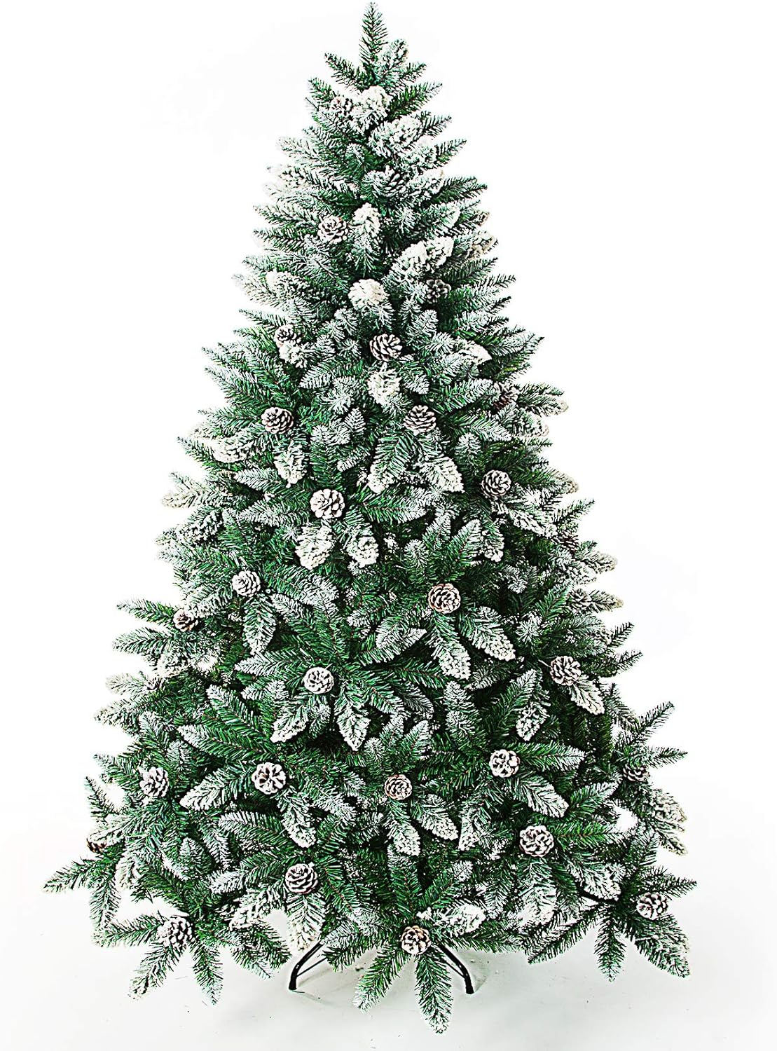 Artificial Christmas Tree 5/6/7/7.5 Foot Flocked Snow Trees with Pine Cone Decoration Unlit