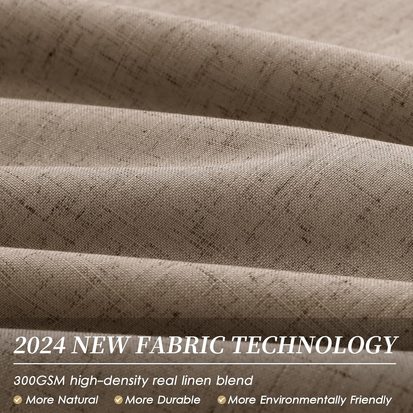 BOODII Full Blackout Curtains 90 Inches Long Room Darkening Curtain for Bedroom Sliding Door Thermal Insulated Black Out Curtains & Drapes Brown Neutral Linen 2 Panels Set Back Tab 52x90