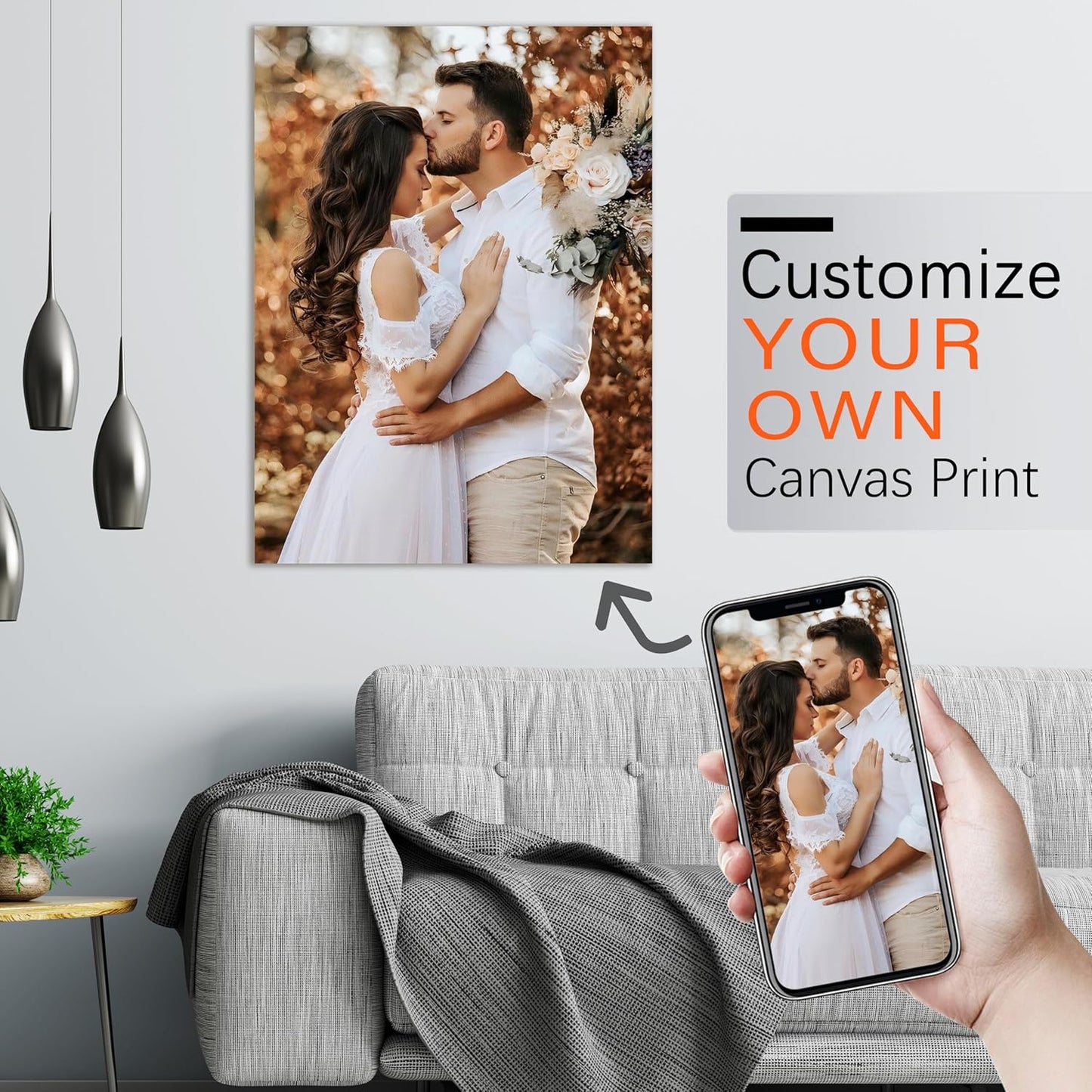 YUNART Ship Next Day - Custom Canvas Prints with Your Photos, Personalized Canvas with Pictures Print for Wall Art Bedroom, Customized Photo Gifts for Couple Men Women Mom Baby Dog Family - 24"x36"