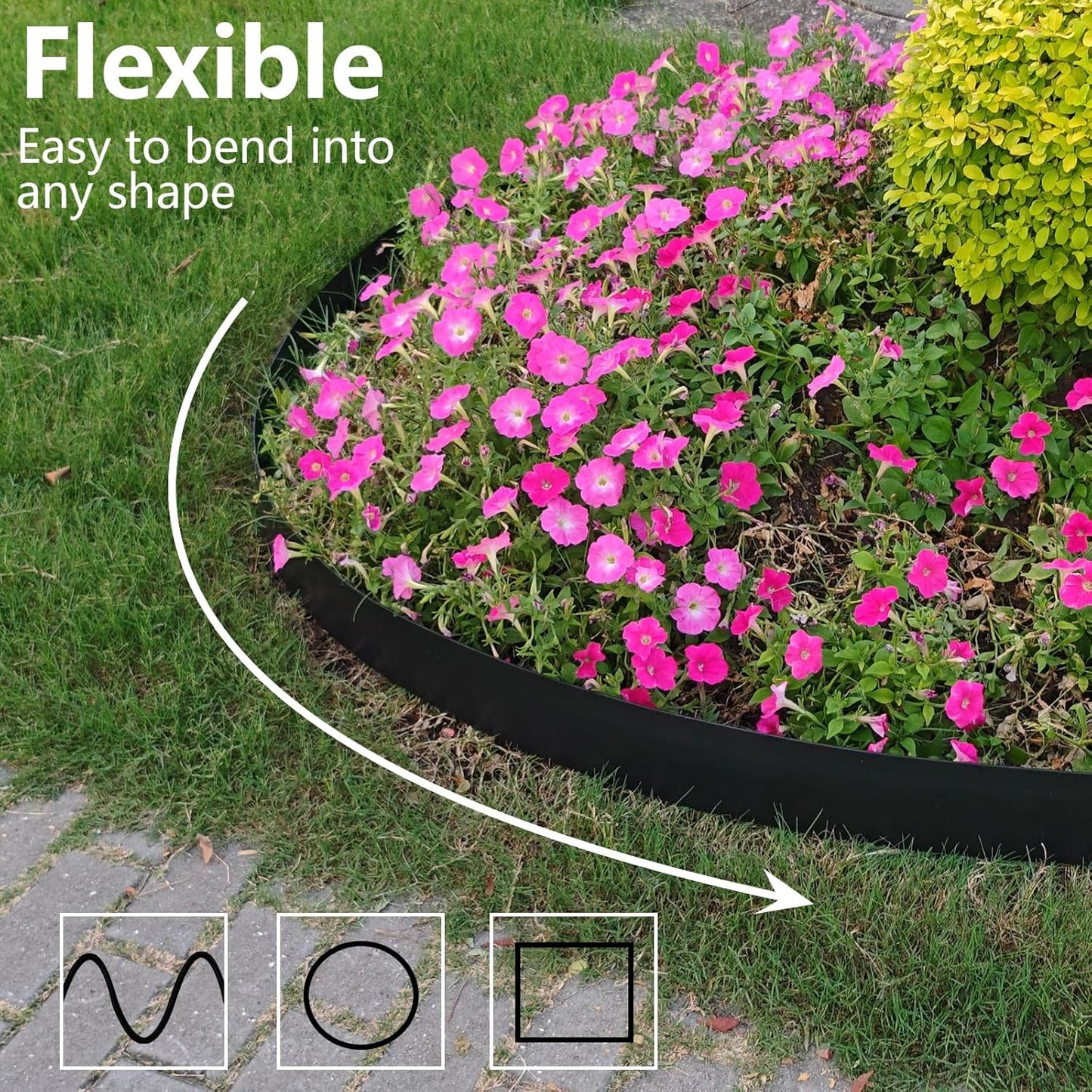 Landscape Edging 4 Inch Tall 20FT with 30Pcs Metal Spikes, Plastic Garden Edging Border Landscape Edging Border Lawn Edging for Landscaping, Flower Bed, Yard