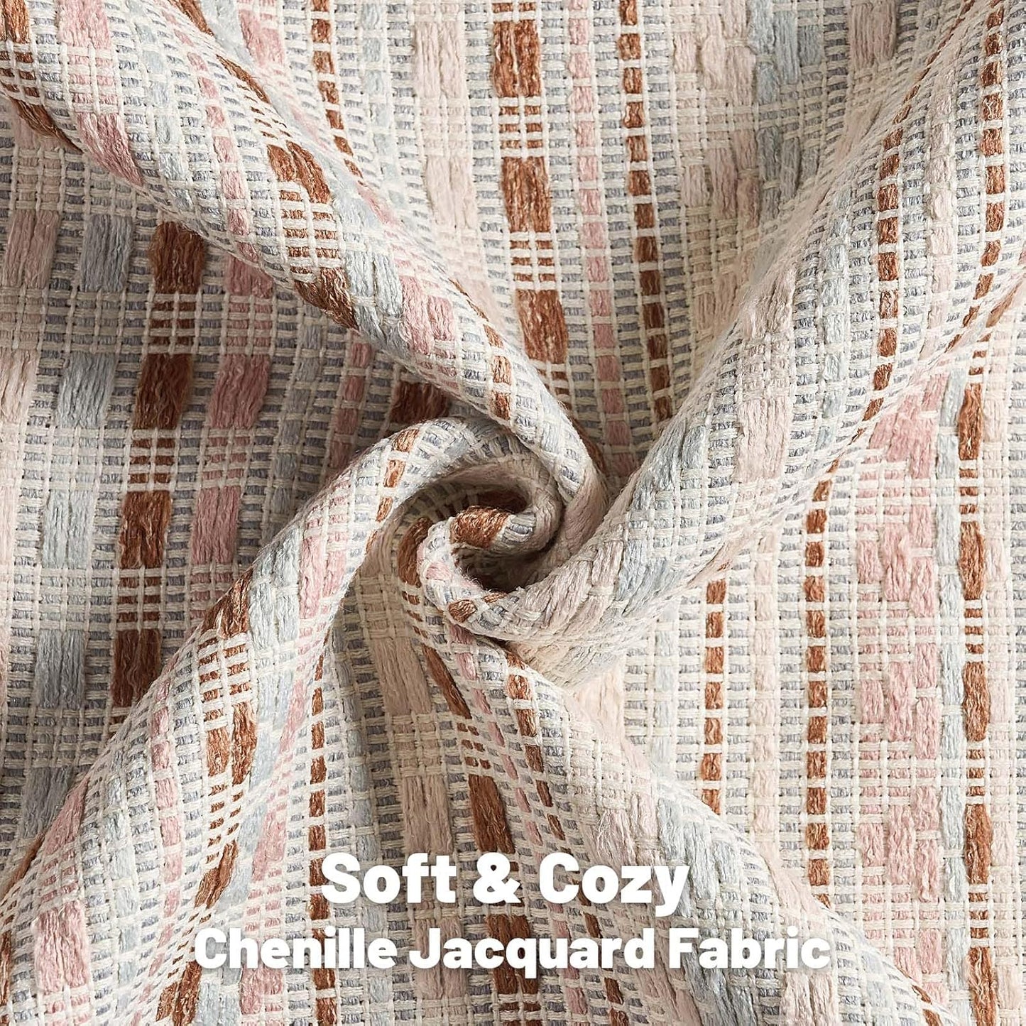 FUTEI Pink Blue Decorative Throw Pillow Covers 24x24 Inch Set of 2,Soft Cozy Chenille Jacquard Textured Euro Pillow Shams,Boho Home Decor for Couch Bed Living Room