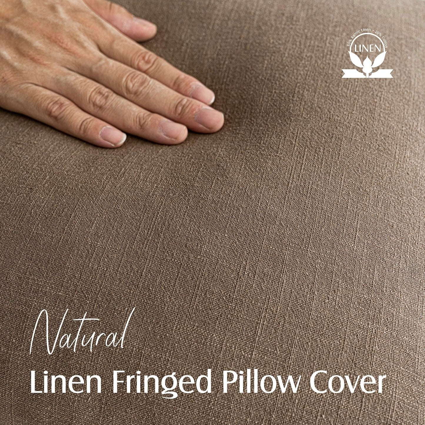 Foindtower Set of 2 Decorative Linen Fringe Lumbar Throw Pillow Covers Boho Farmhouse Cushion Cover with Tassels Soft Accent Pillowcase for Couch Sofa Bed Living Room Home Decor,12×20 Inch,Light Brown