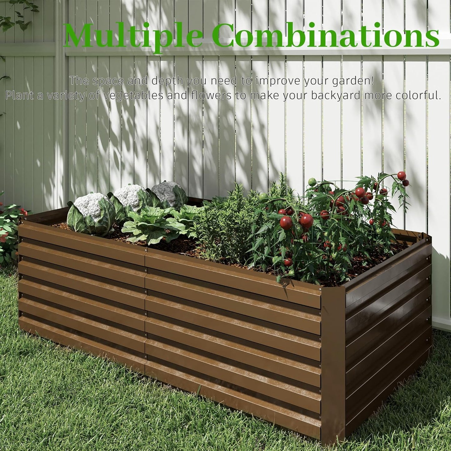 8x4x2 ft Raised Garden Bed, Large Metal Planter Raised Beds, Planters for Outdoor Plants for Vegetables, Flowers, Herbs, Fruits, and Succulents.