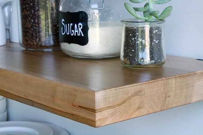Urban Legacy Deep Floating Shelves | Wormy Maple with Furniture Grade Clear Coat | Low Profile Brackets | Set of 2 (24" x 11" x 2")