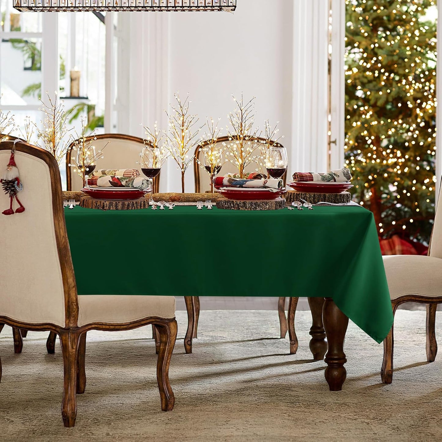 sancua Rectangle Tablecloth - 54 x 78 Inch - Stain and Wrinkle Resistant Washable Polyester Table Cloth, Decorative Fabric Table Cover for Dining Tables, Buffet Parties and Christmas, Hunter Green