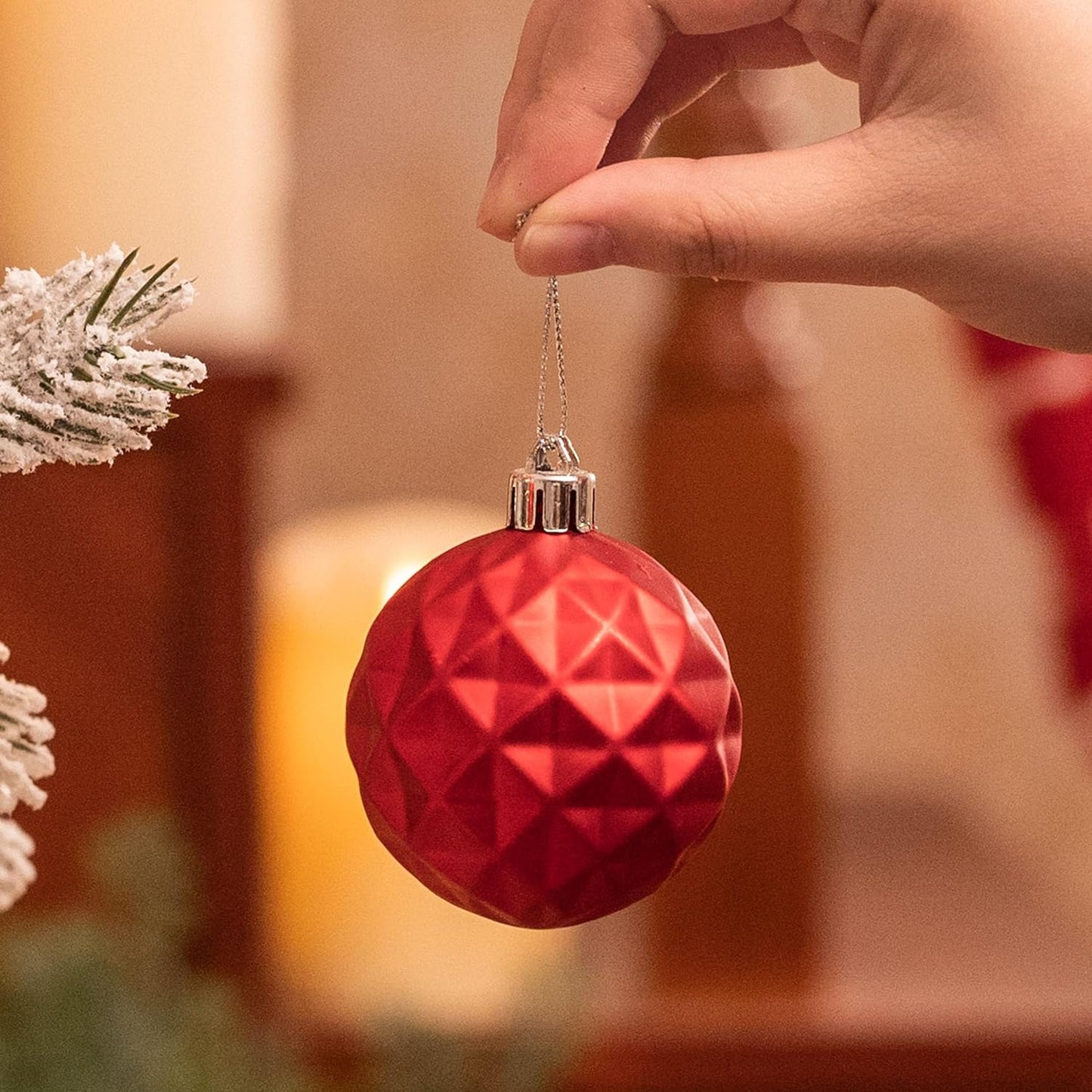 Valery Madelyn Christmas Ornaments Tree Decorations Set for Fall Halloween, 24ct Red White Shatterproof Ball Ornaments, 2.36" Hanging Ornament Bulk for Xmas Holiday Party Decor