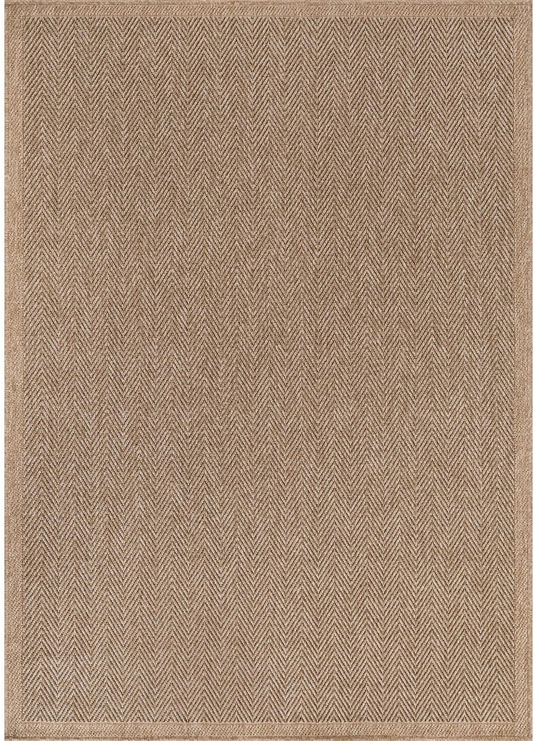 CAMILSON Easy Jute Rug 9x12, Indoor Outdoor Natural Color Fiber Area Rugs for Living Room and Patio Rug Herringbone Seagrass Boho Woven Design Easy-Cleaning Washable Outside Carpet Alfombras 9 x 12