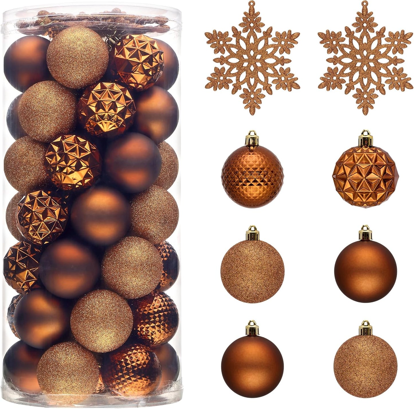 Valery Madelyn Christmas Tree Decorations Ornament Set for Fall Halloween, 50ct 2.36 Inches Bronze Copper Brown Shatterproof Christmas Ball Ornaments Hanging Xmas Holiday Party Decor