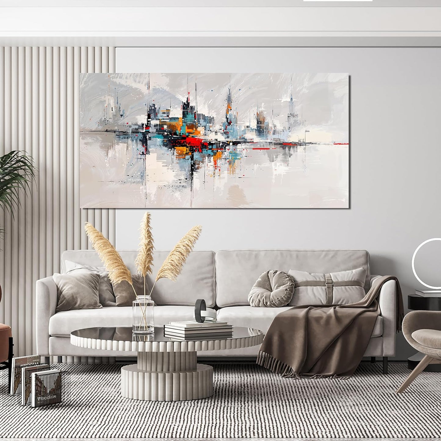 Large Abstract Wall Art Decor Wall Art Pictures for Living Room Abstract Canvas Art Wall Decor Modern Colorful Wall Art Prints Contemporary City Wall Art Decorations Bedroom Office Home Decor 24" X 48"