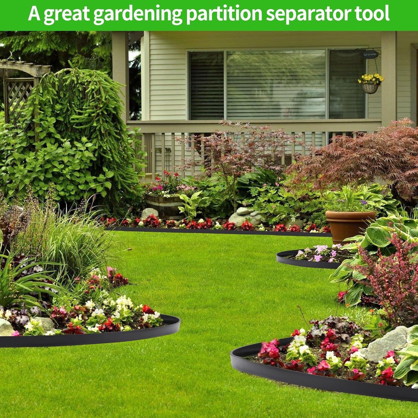 Garden Landscape Edging Kit Flexible Lawn Edging, Landscape Edging Border 33 FT with 30 Spikes, 2" Tall No Dig Garden Edging Roll for Landscaping Flower Beds Yard Pathway (2IN x 66FT, Black)