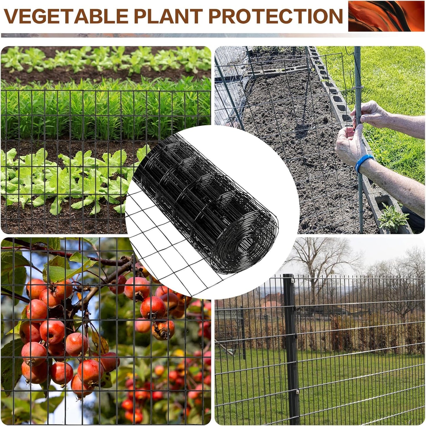 Tongmo 4 ft x 100 ft Black PVC Coated Welded Wire Fence, 16GA Garden Chicken Wire Fence Roll, Mesh Size 2" x 4" Hardware Cloth, Ideal for Yard Protection and Poultry Netting