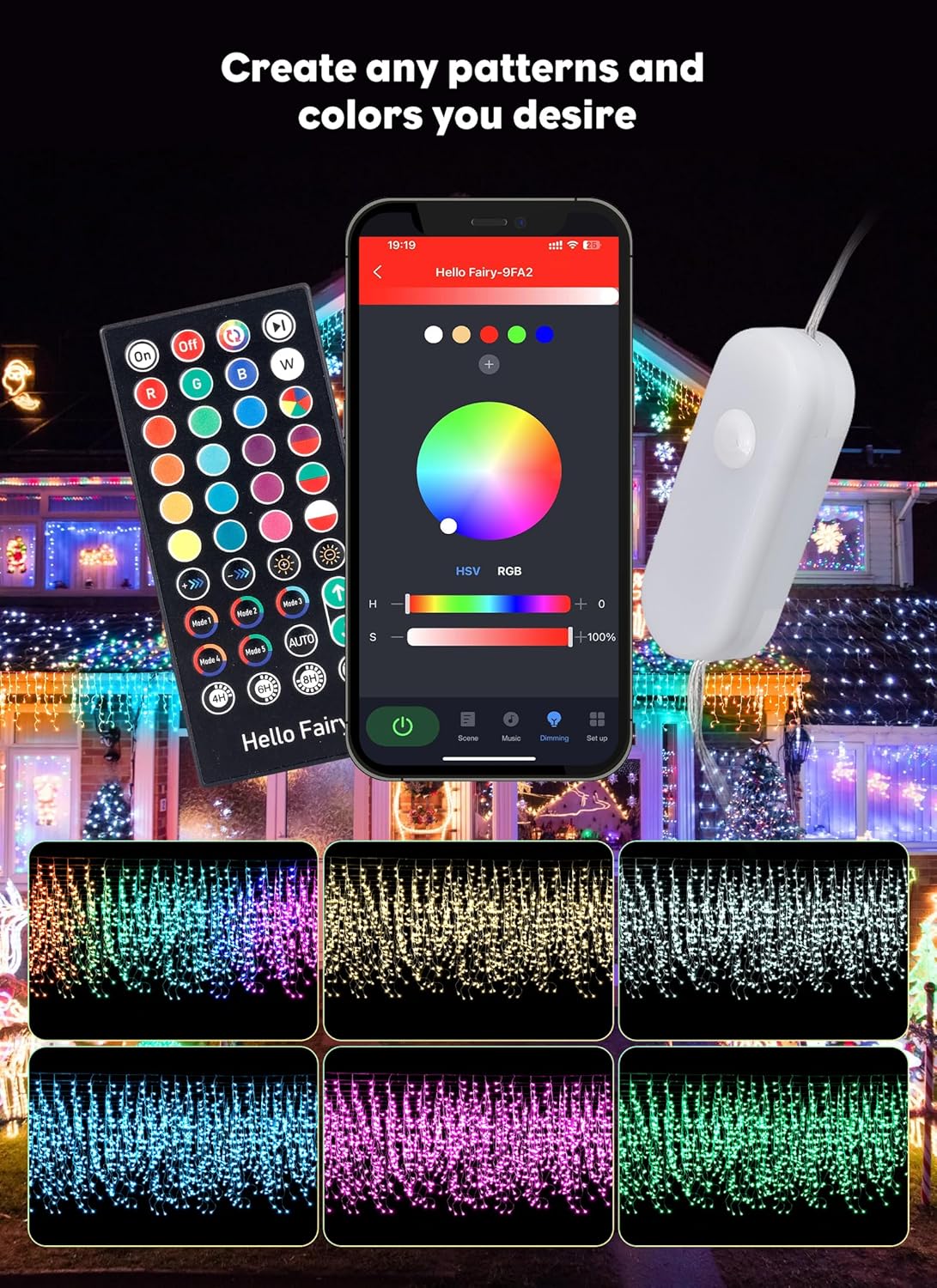 Brightown Smart Icicle Lights for Outside, 66Ft 608 LED RGB Smart Christmas Lights with 58 Preset Modes, App or Remote Control, Music Sync, Memory and Timer Function for Indoor/Outdoor Use