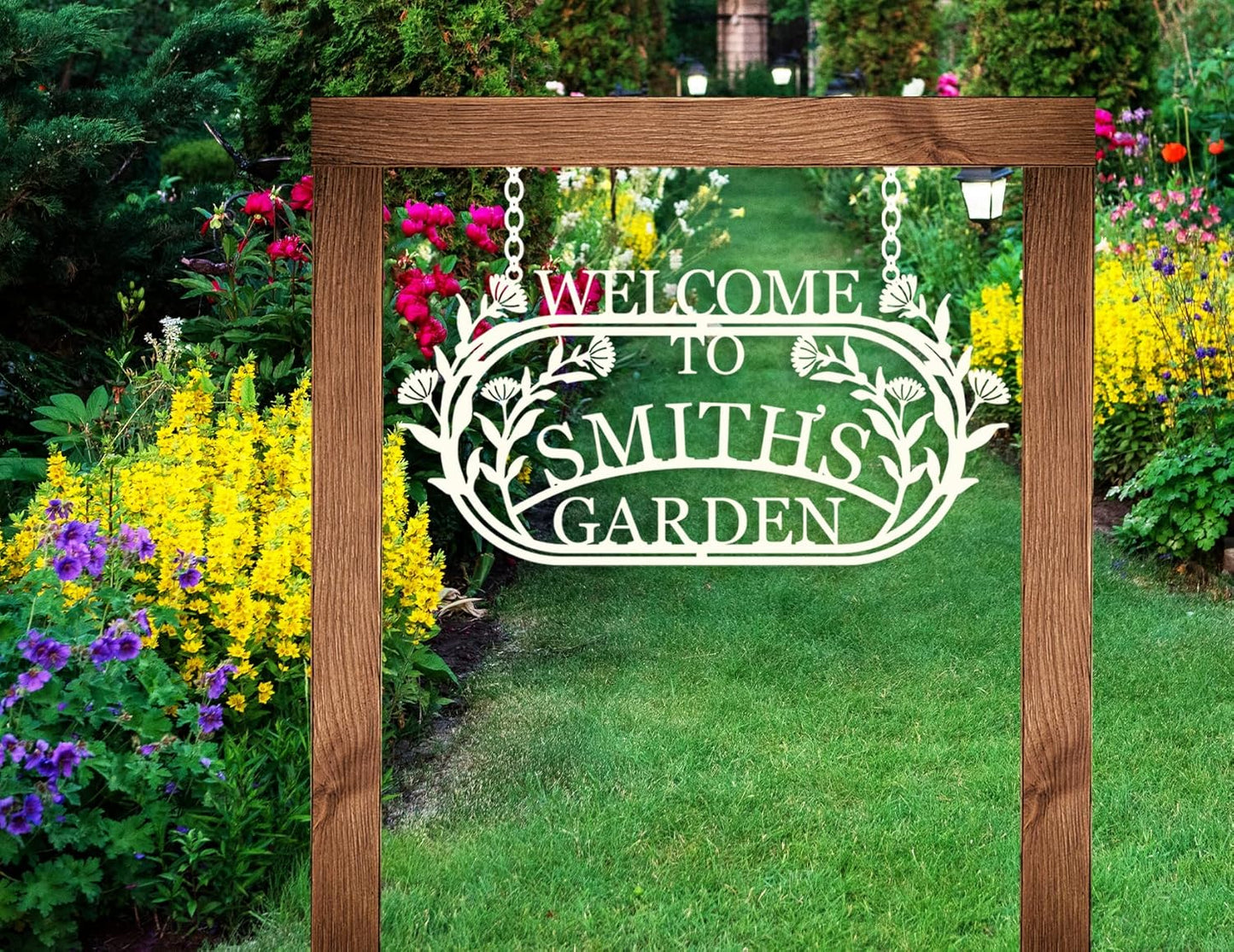 YTDESIGN Personalized Garden Sign, 42.0 x 12.0 inches, Stainless Steel, Decorative Outdoor Signage