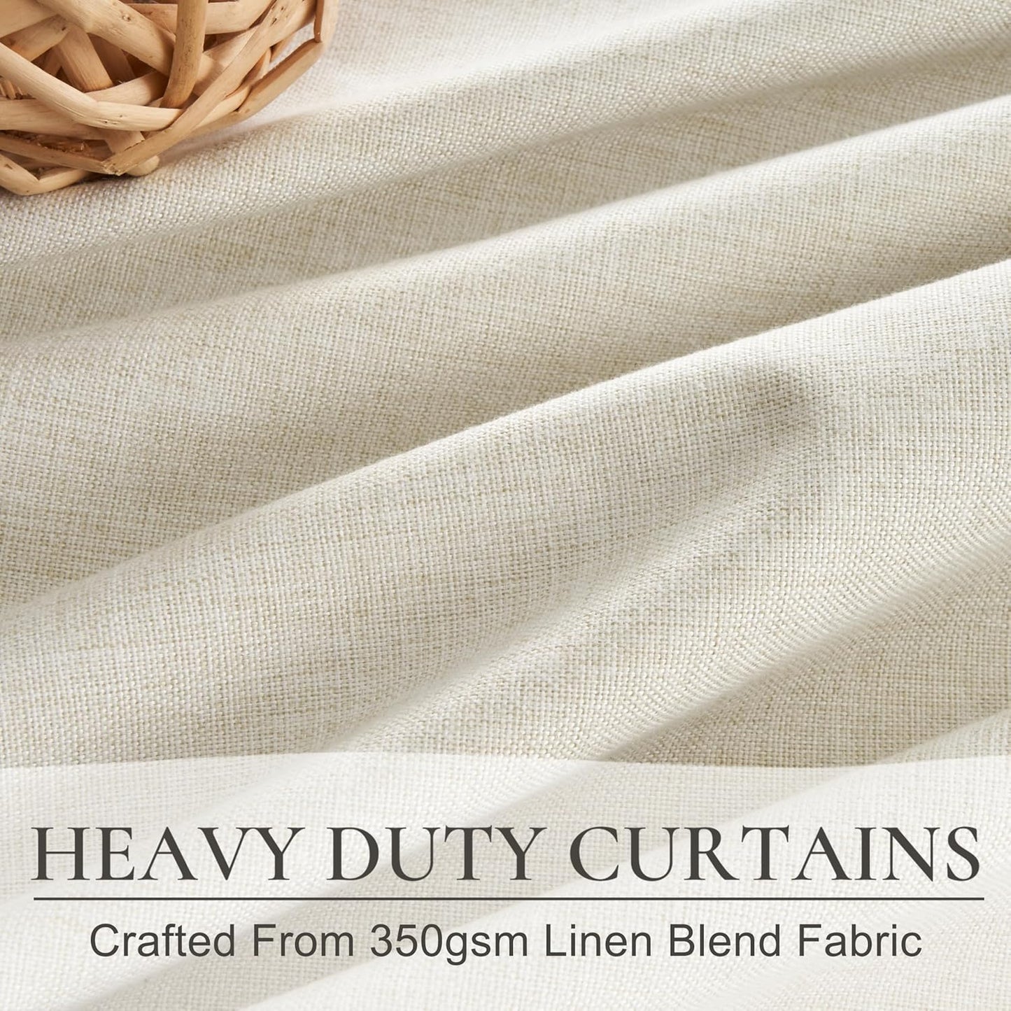 Pinch Pleat Cream Linen 100 Inch Long Tall Curtains for Dining Room 2 Panels Set, Neutral Blackout Viral Curtain with Hooks&Rings for Sliding Glass/Office/Sunroom Privacy Thermal Drapes 40" W x 100" L