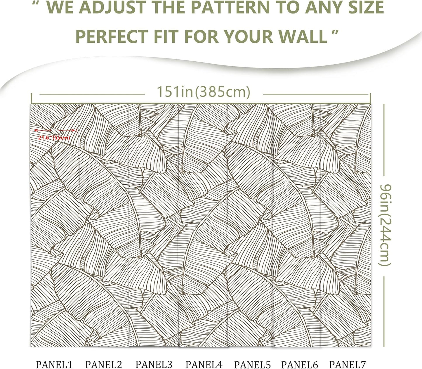 Gray Banana Leaf Wall Mural Wallpaper for Bedroom Living Room Office(Not Peel and Stick)