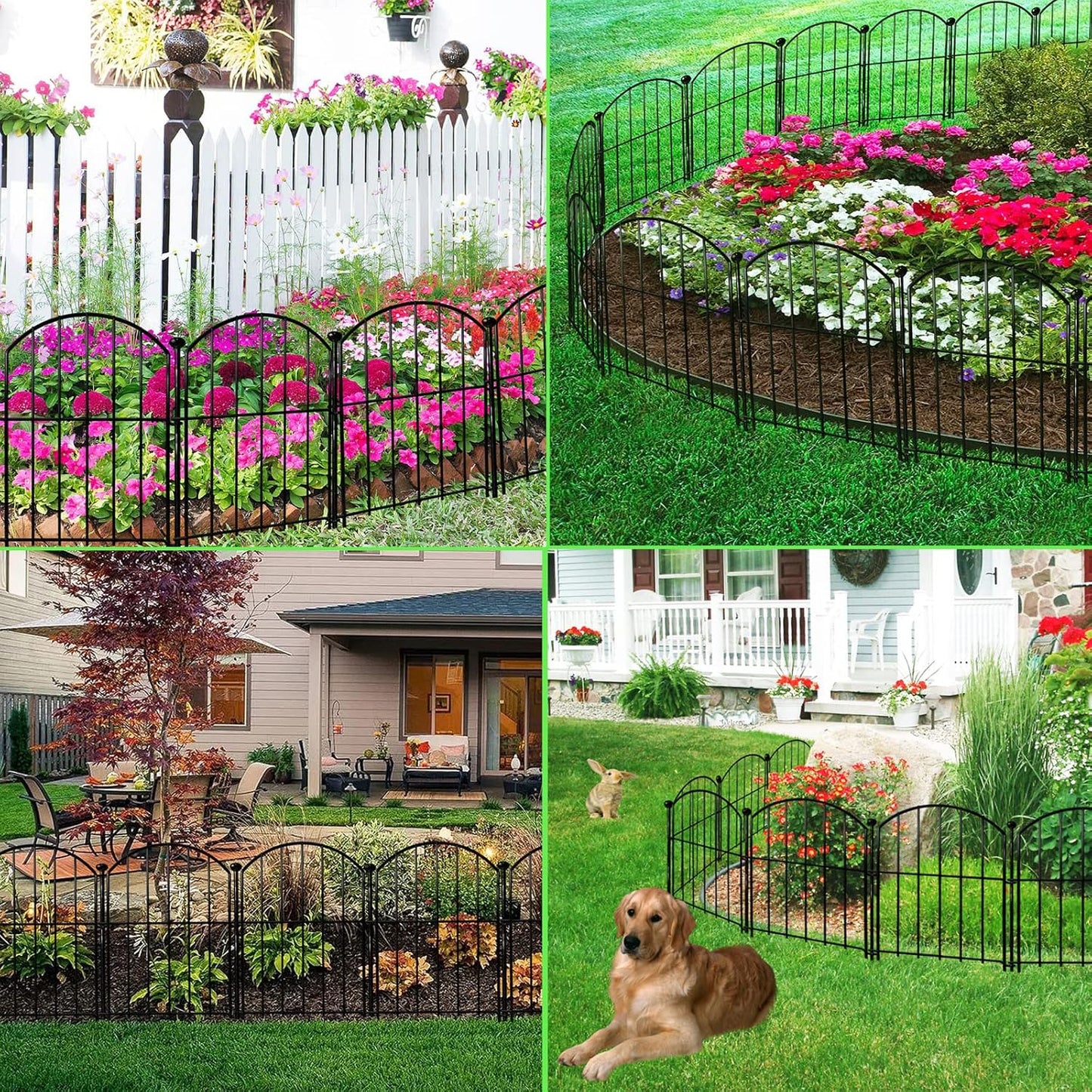 Decorative Garden Fence 17in x18ft, 18 Pack Rustproof Metal No Dig Fence Animal Barrier for Dog, Arched Flower Bed Edging Ornamental Wire Border Panel Fencing for Yard Patio Outdoor Decor