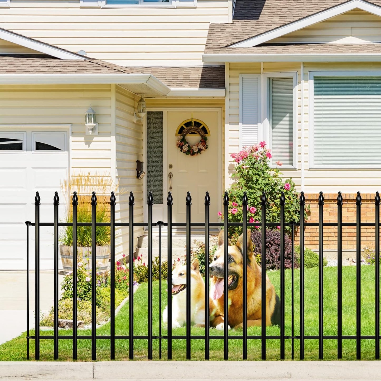 Metal Decorative Garden Fence 36" Wide x 28" High (5 Panels, Total Length 11.6 feet), Metal Border Folding Fence, Landscape Fencing Dog Fence Pet Fence for Flower Bed, Yard, Animal Barrier