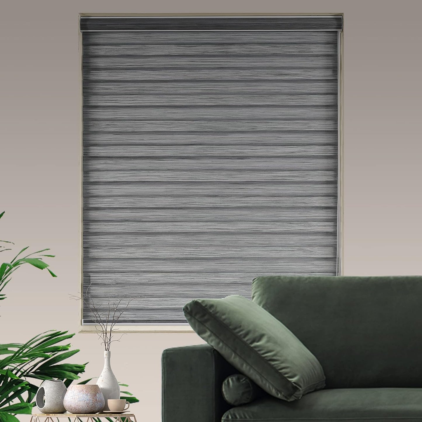 Zebra Blinds Window Blind Zebra Shade Blinds for Windows Roller Sheer Shades Privacy Light Filtering Shades for Home Kitchen Bathroom (Width 60'' X Height 72'' Grey)