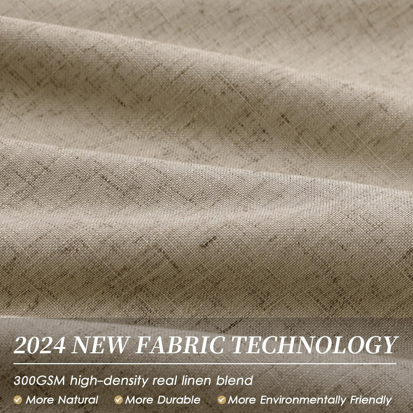 BOODII Linen Blackout Curtains for Bedroom 72 Inch Length 2 Panels Set Room Darkening Curtains Khaki Black Out Curtain Neutral Thermal Insulated Living Room Nursery Drapes Back Tab 52x72