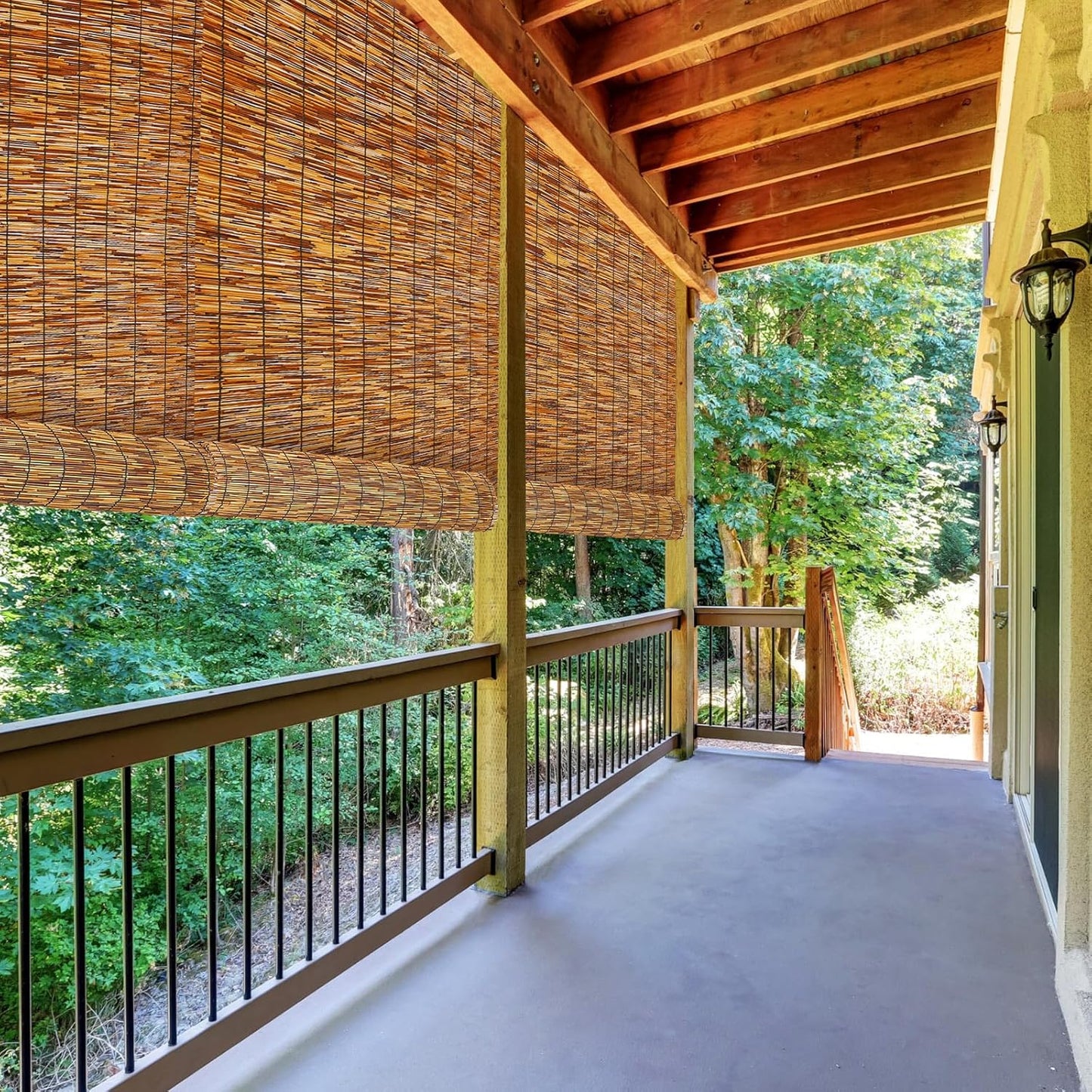 Barydat 2 Pcs 4 x 16.4 ft Bamboo Privacy Screen, Reed Fence Roller Patio Decorative Fences Reed Screen Curtain for Garden Backyard Patio Balconies