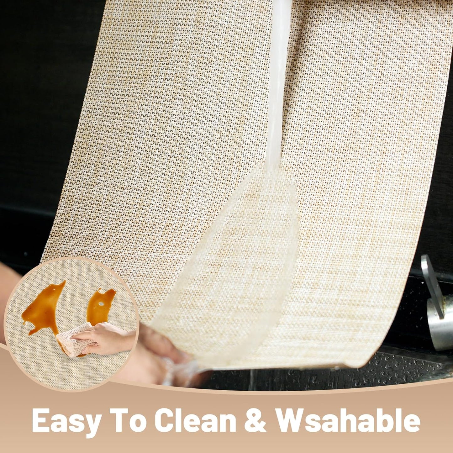 Placemats Set of 12，Non-Slip PVC Weave Table Mats Easy to Clean，Heat Resistant Place Mats for Kitchen Dining Table Decoration Indoor Outdoor，Beige