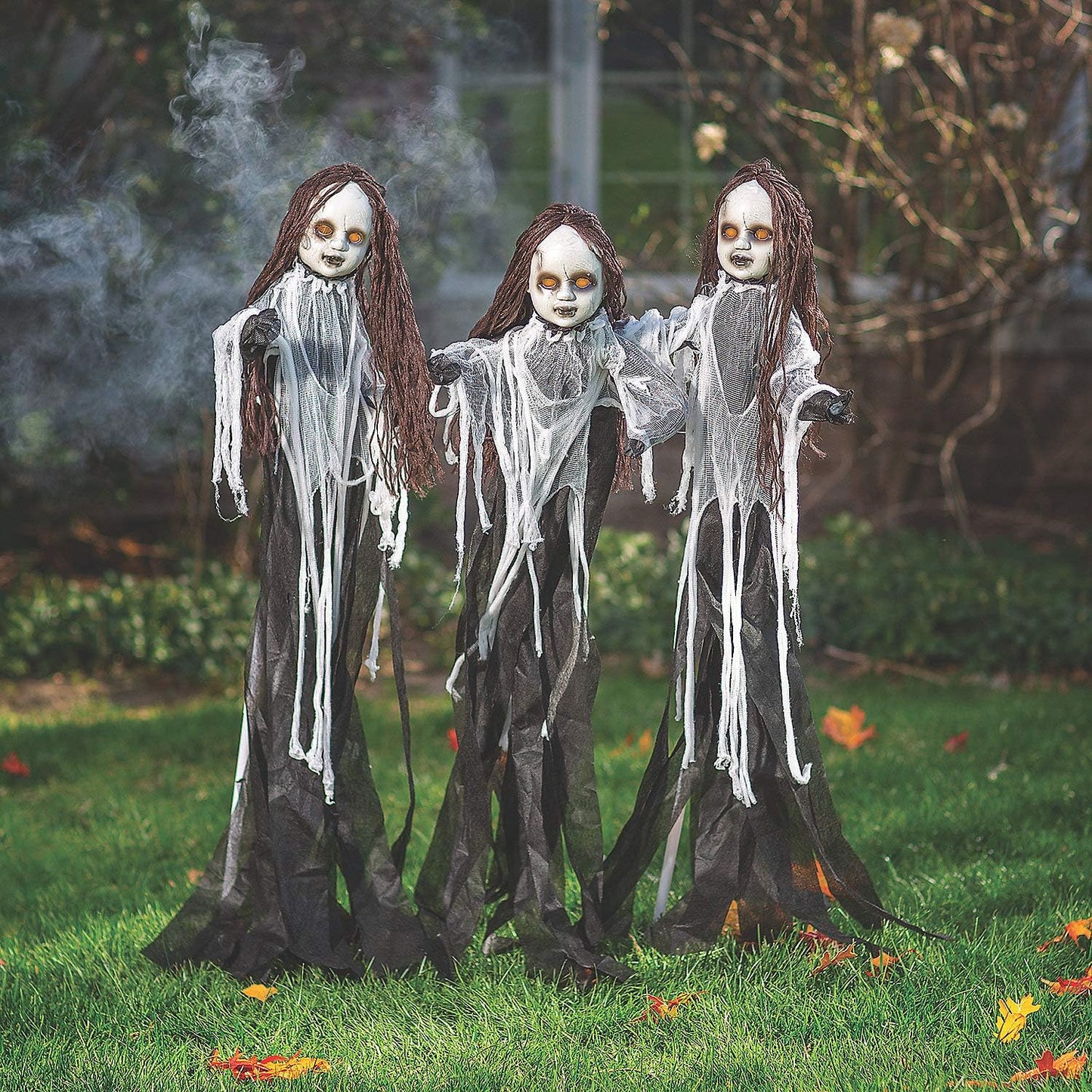 Light Up Halloween Outdoor Spooky Dolls - Set of 3 Yard Decorations - 5 Feet Tall