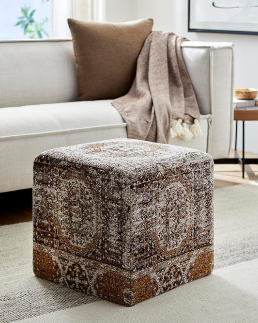 Mark&Day Pouf Ottoman, Kaltenleutgeben Traditional Camel Cube Pouf Foot Rest for Living Room, Bedroom and Boho Home Decor (18"x18"x18")