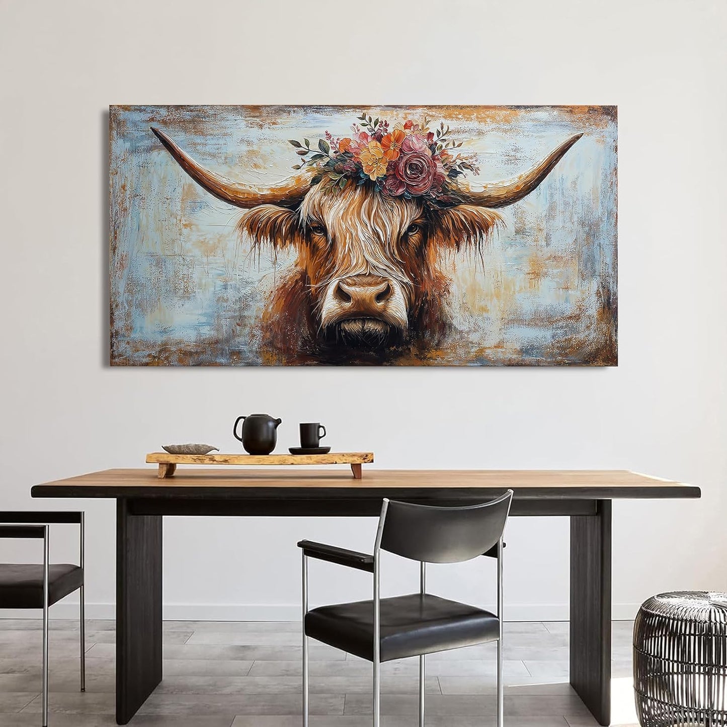 Canvas Wall Art Decor Artwork for Wall Decor Highland Cow Wall Art Prints Wall Art Picutures for Living Room Large Vintage Wall Art Decorations Art Work for Walls Home Bedroom Office Decor 24" X 48"