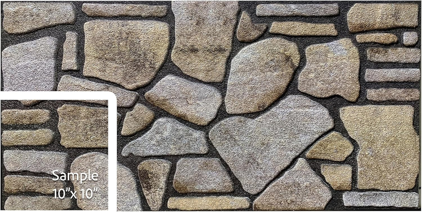 Dundee Deco 3D Wall Panels - Cladding Ochre Brown Stone Look Wall Paneling, Styrofoam Facing for Interior and Exterior Applications, DIY, Sample, Size 10 x 10 in.