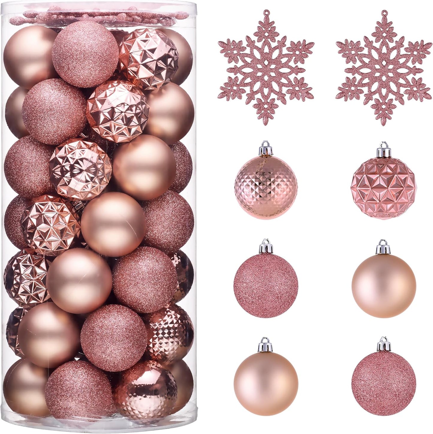 Valery Madelyn Christmas Tree Decorations Ornament Set for Fall Halloween, 50ct 2 Inches Pink Shatterproof Christmas Ball Ornaments Hanging Xmas Holiday Party Decor