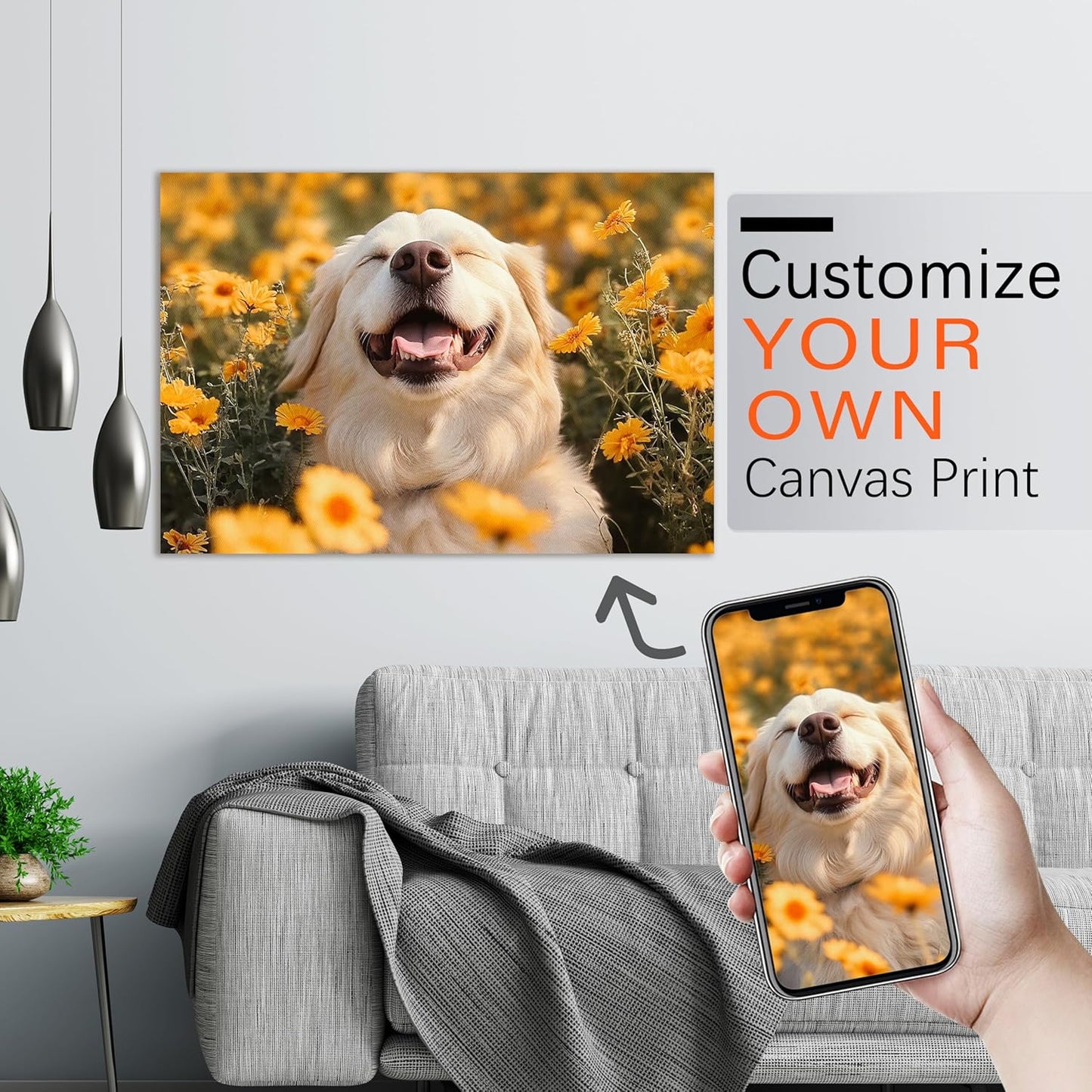 Ship Next Day - Custom Canvas Prints with Your Photos, Personalized Canvas with Pictures Print for Wall Art Bedroom, Customized Photo Gifts for Couple Men Women Mom Baby Dog Family - 32"W x 24"L