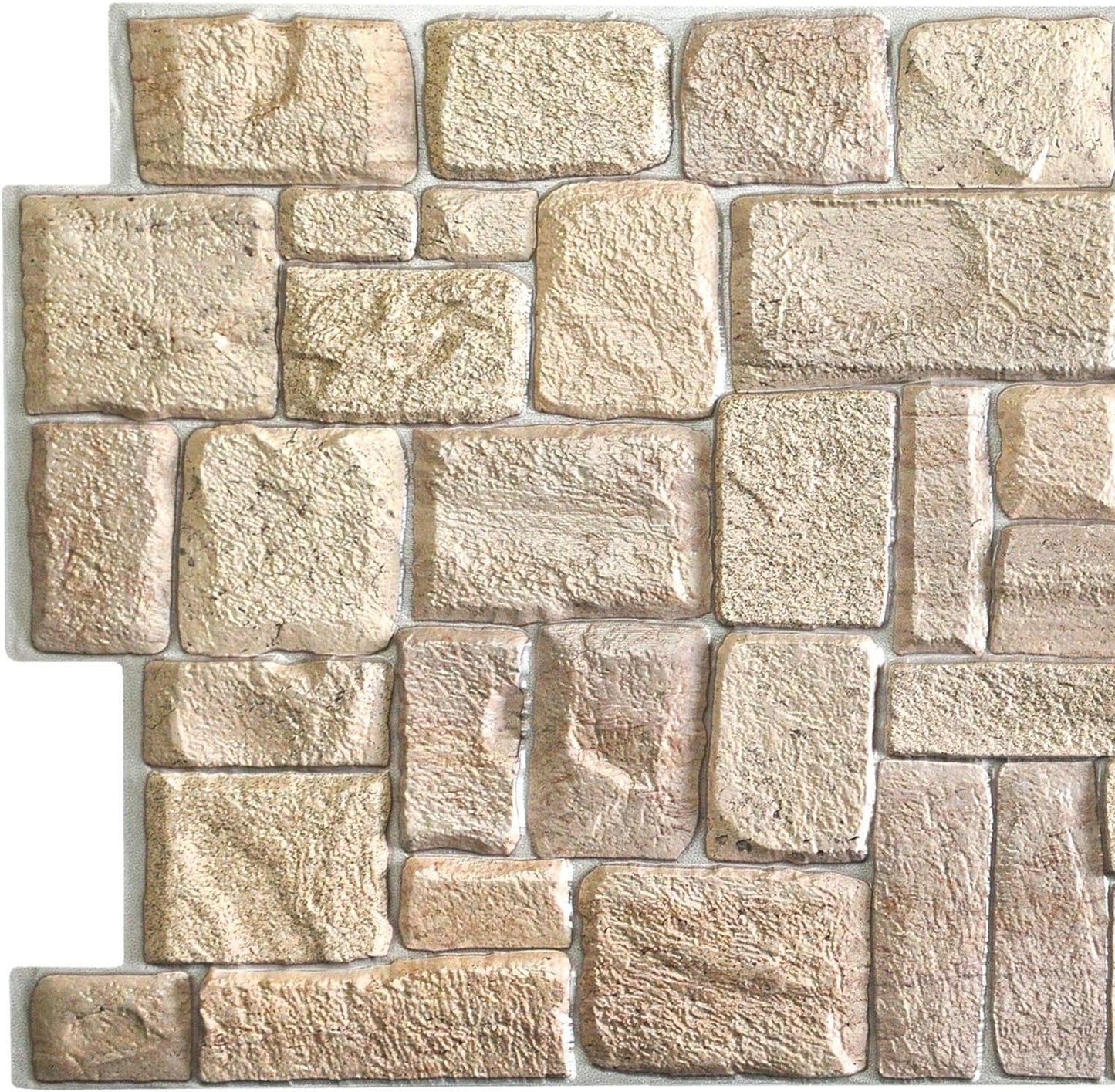 Dundee Deco PG7005-5 Beige Faux Limestone PVC 3D Wall Panel, 3.3 ft X 1.7 ft (98 cm X 50cm), Interior Design Wall Paneling Decor, 5.61 sq. ft. (0.49sq. m) Each, Pack of 5