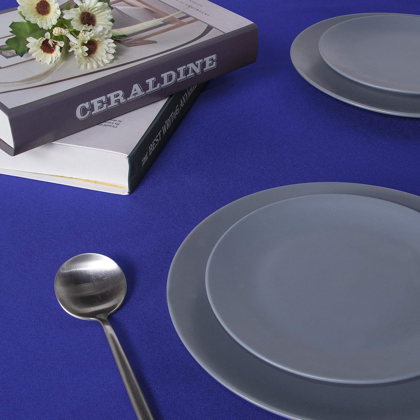 sancua Rectangle Tablecloth - 54 x 78 Inch - Stain and Wrinkle Resistant Washable Polyester Table Cloth, Decorative Fabric Table Cover for Dining Tables, Buffet Parties and Camping, Blue