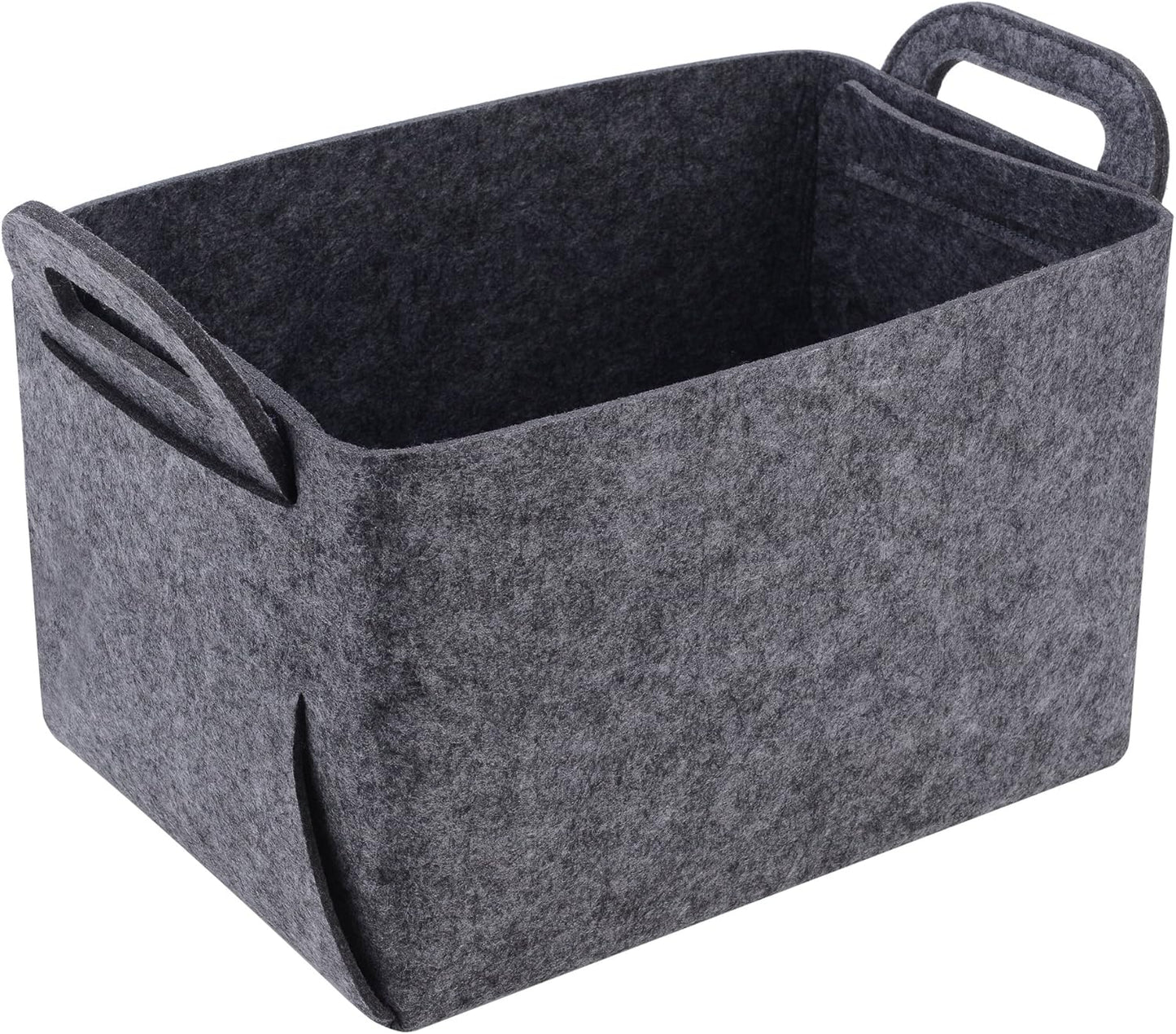 Minoisome Storage Basket Felt Storage Bin Collapsible& Convenient Box Organizer with Carry Handles for Office Bedroom Closet Babies Nursery Toys Laundry (Gray, 15.7inch（L）×11inch（W）×10inch（H）)