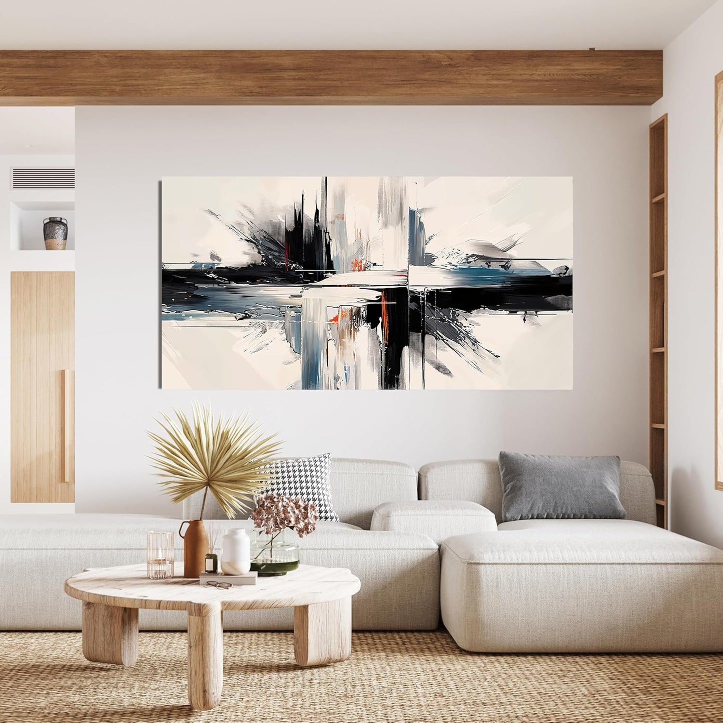 Abstract Large Wall Art Decorations Modern Wall Art Pictures for Living Room Abstract Canvas Art Wall Decor Oversized Black and White Wall Art Prints Artwork for Walls Bedroom Office Decor 29" X 58"