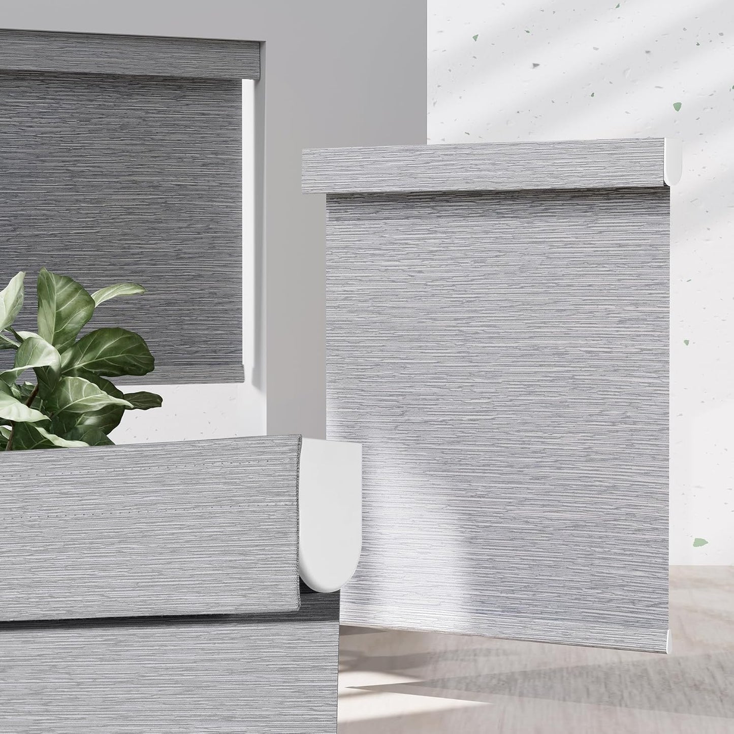 Blackout Roller Shades for Indoor Windows, Cordless Jacquard Fabric-Matched Roller Blinds, Easy to Install Privacy UV Protection Roll Up Blinds for Home Office, Grey, 22" W x 72" H