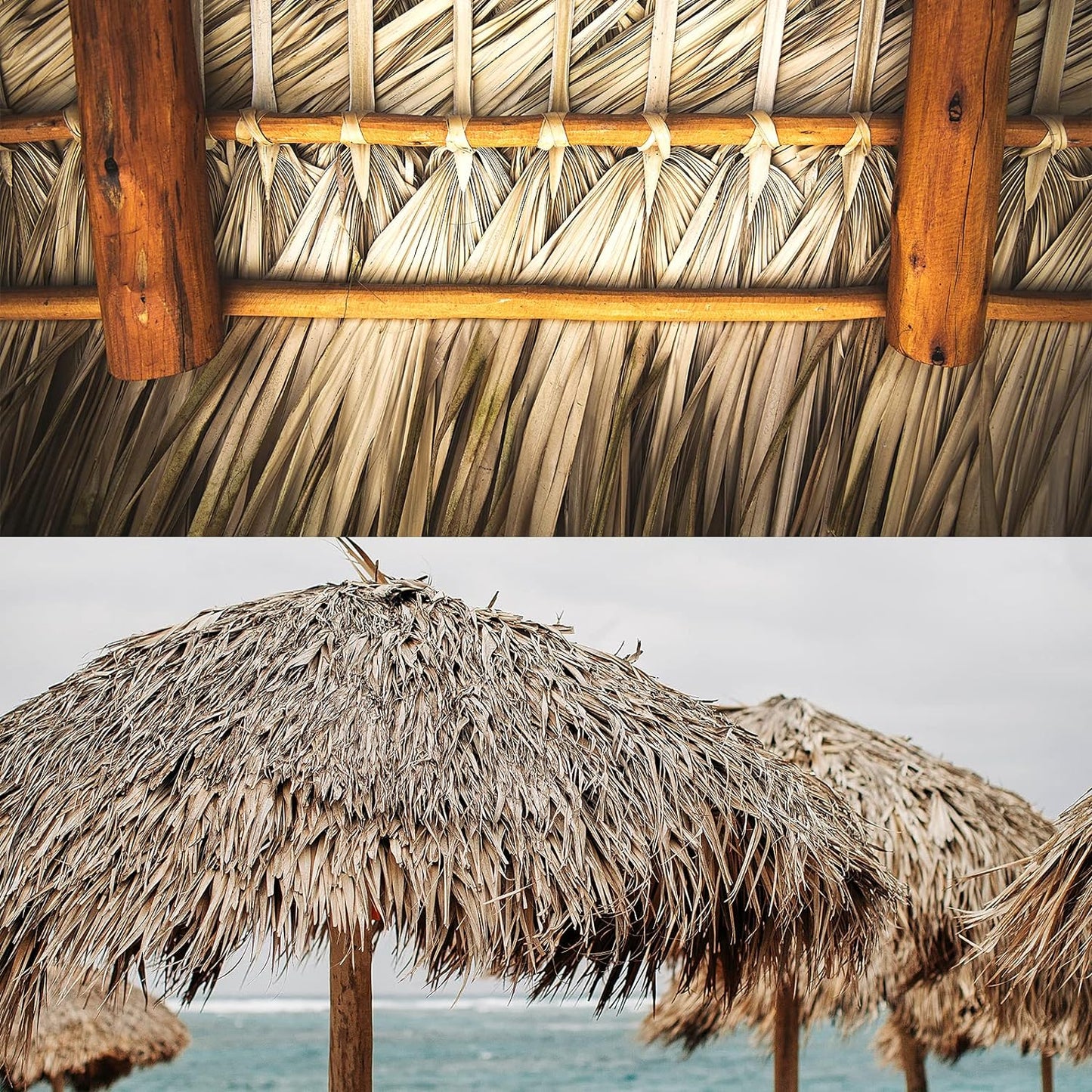 198'' x 16" Tiki Straw Roof Thatch –Mexican Style Artificial Palm Thatch Rolls,Tiki Bar Hut Grass Duck Boat Blinds Grass Runner Rolls Palapa Thatch Roofing for Garden Patio Umbrella Covers Fence Party