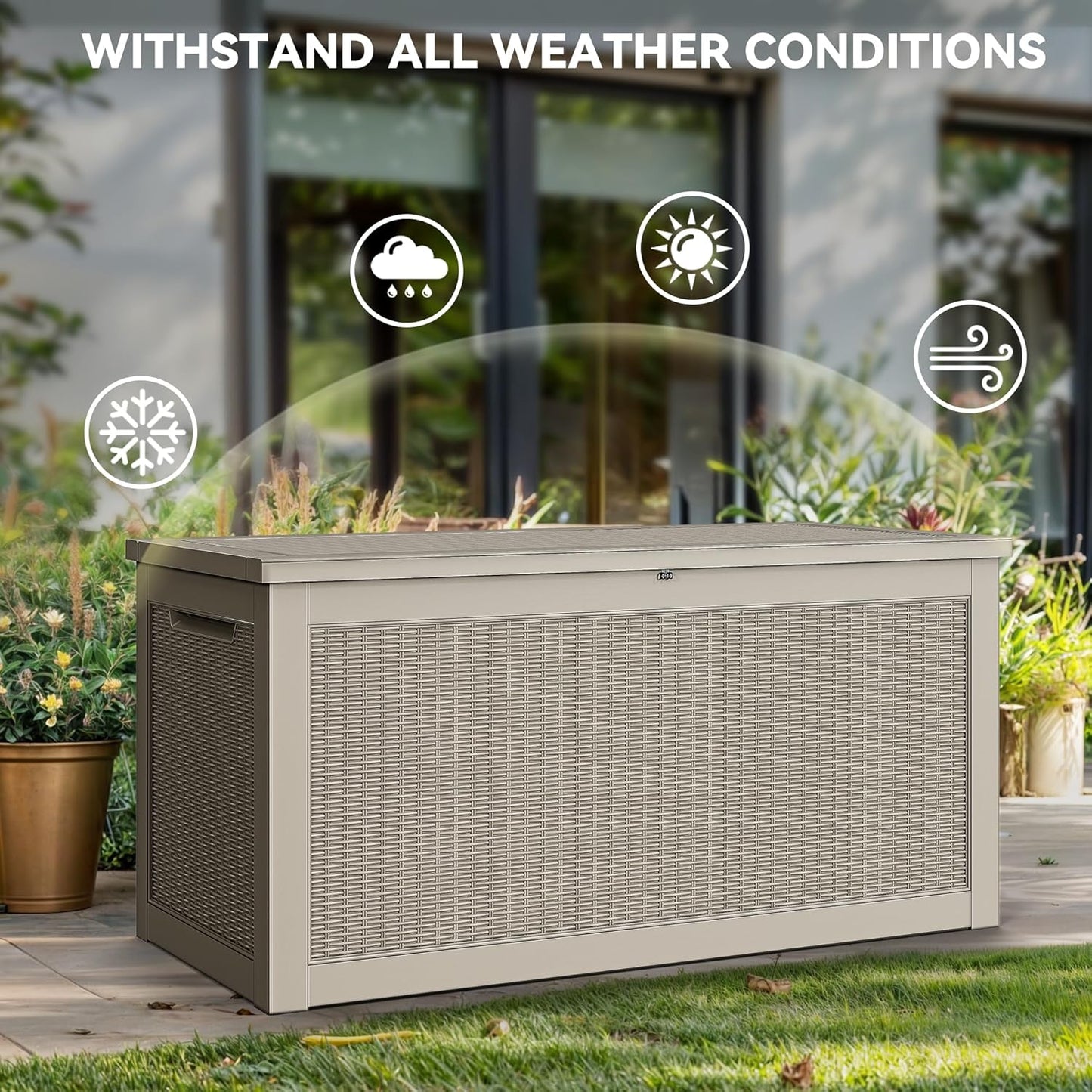 YITAHOME 260 Gallon XXL Large Deck Box, Outdoor Resin Storage Box, Lockable Storage Container for Patio Cushions, Furniture, Garden Tools, Water Resistant (Brown)