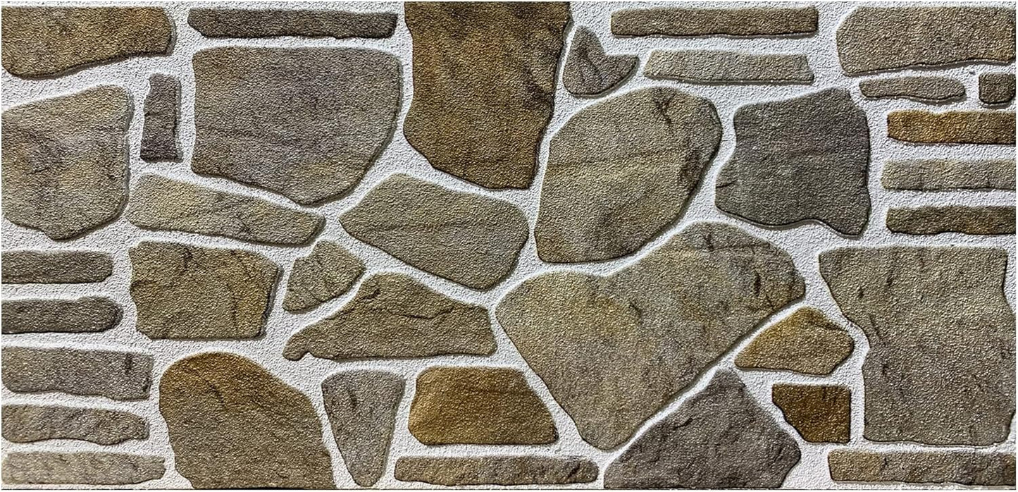 Dundee Deco 3D Wall Panels - Cladding, Grey Caramel White Stone Look Wall Paneling, Styrofoam Facing for Interior and Exterior Applications, DIY, Set of 5, Covers 27 sq ft