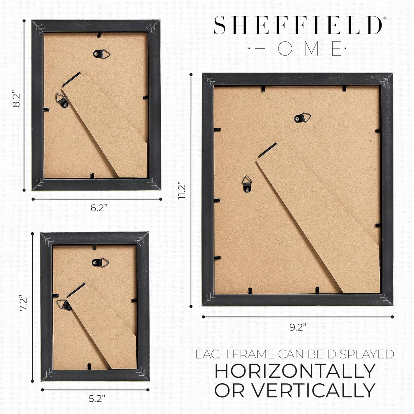 Sheffield Home 4 Piece Gallery Wall Frame Set, 8x10 Inch, 5x7 Inch, and 4x6 Inch, Gold